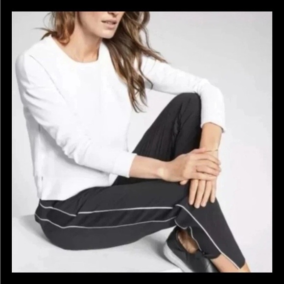 Athleta Brooklyn Heights Ankle Pant White Trim sz 6 - Picture 2 of 6